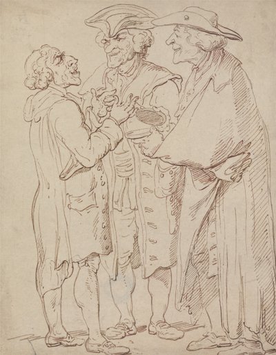 Trois hommes en pleine conversation - Thomas Rowlandson